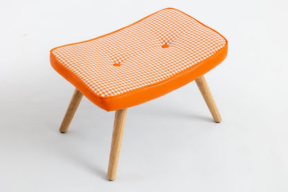 Wooden Step Ottoman with Cushion Orange