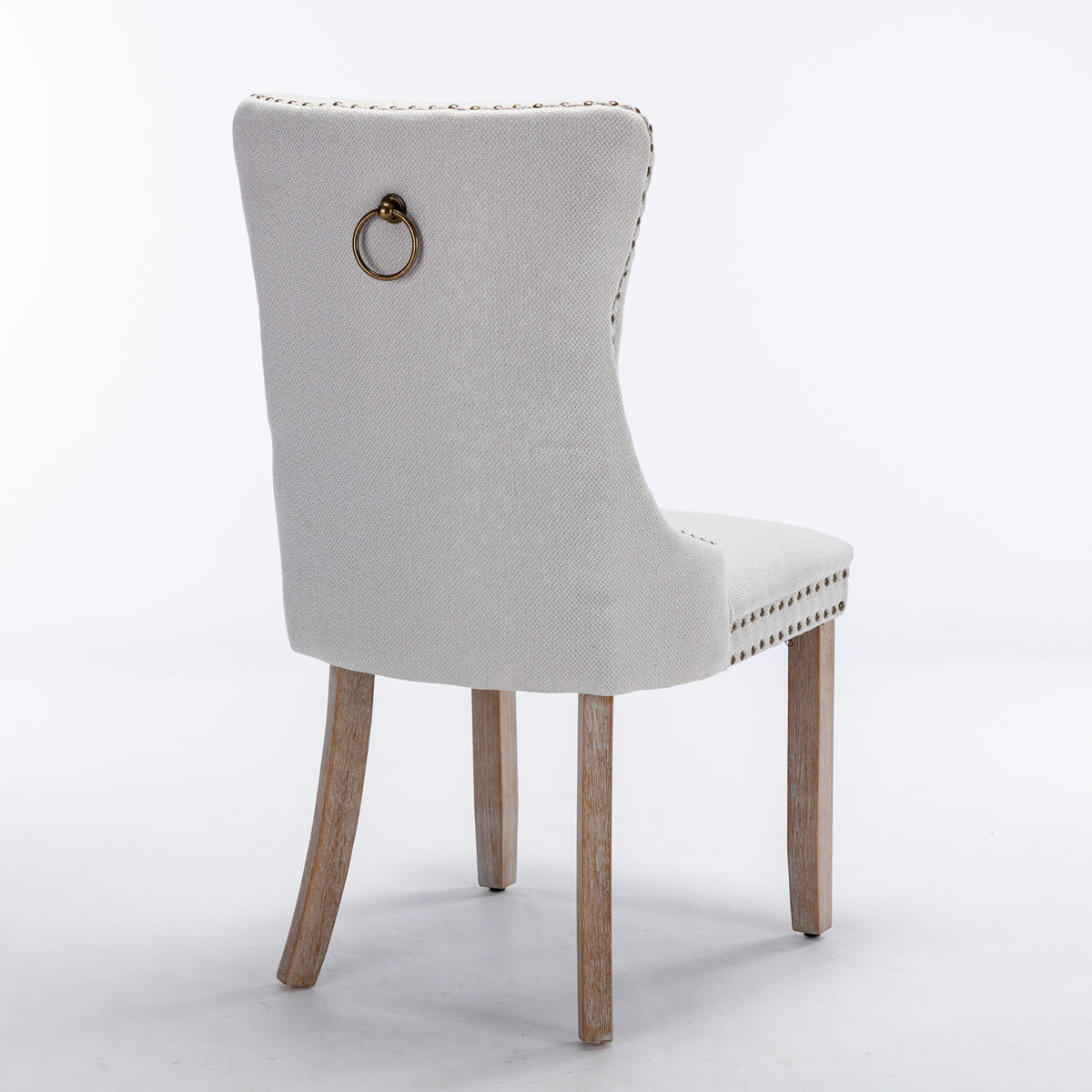 Nikki Tufted Linen Dining Chair Set (2 pcs) – Beige and Gray