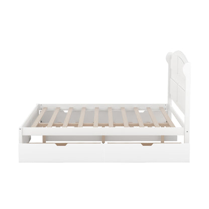 Wood Queen Platform Bed White