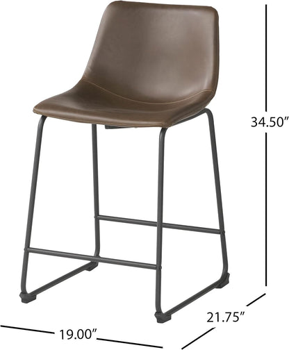 Vintage Brown Counter Stool Set (2 pcs)