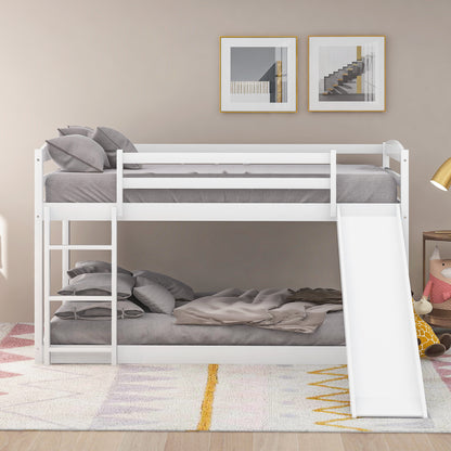 Twin Over Twin Bunk Bed with Slide White
