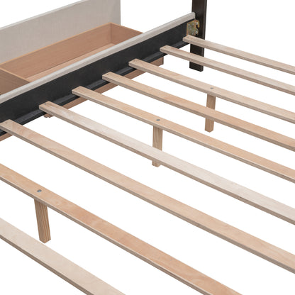 Upholstered Platform Bed Queen Dark Beige