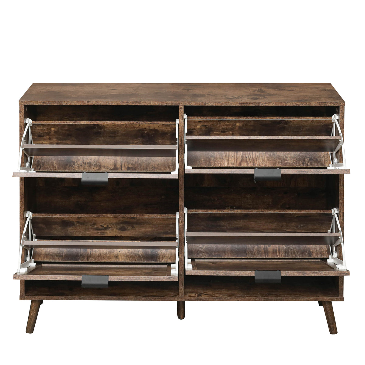 4-Door Freestanding Shoe Cabinet with Storage Shelves