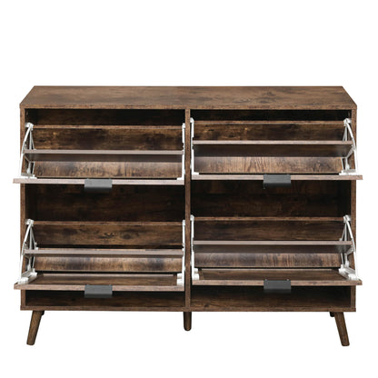 4-Door Freestanding Shoe Cabinet with Storage Shelves