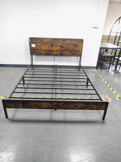 Upholstered Bed Frame with USB Charging Station
