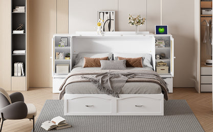 Murphy Wall Bed with Drawers White Finish