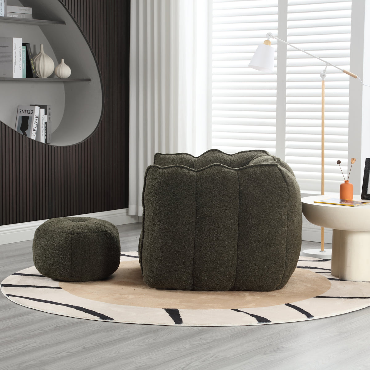 Soft Bean Bag Chair – Gray High-Resilience Foam