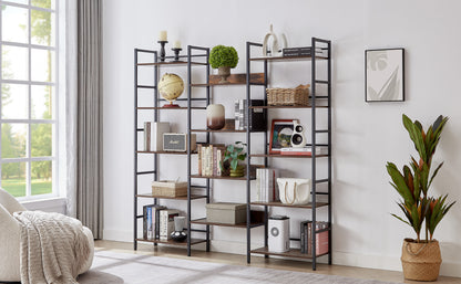 Rustic Triple Bookshelf Industrial Brown