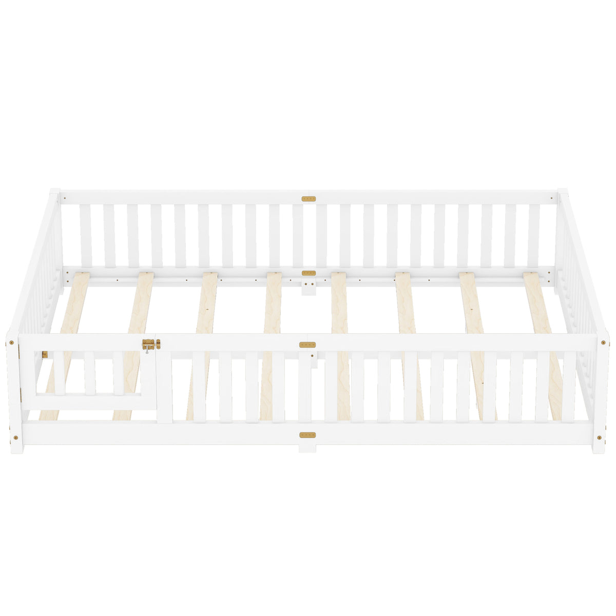 Kids Safety Floor Bed – White Guardrail Edition