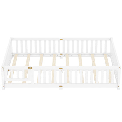 Kids Safety Floor Bed – White Guardrail Edition