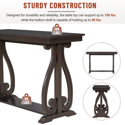 Rustic 48” Wood Console Table – Espresso
