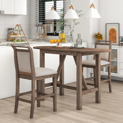 3-Piece Counter Dining Set Brown
