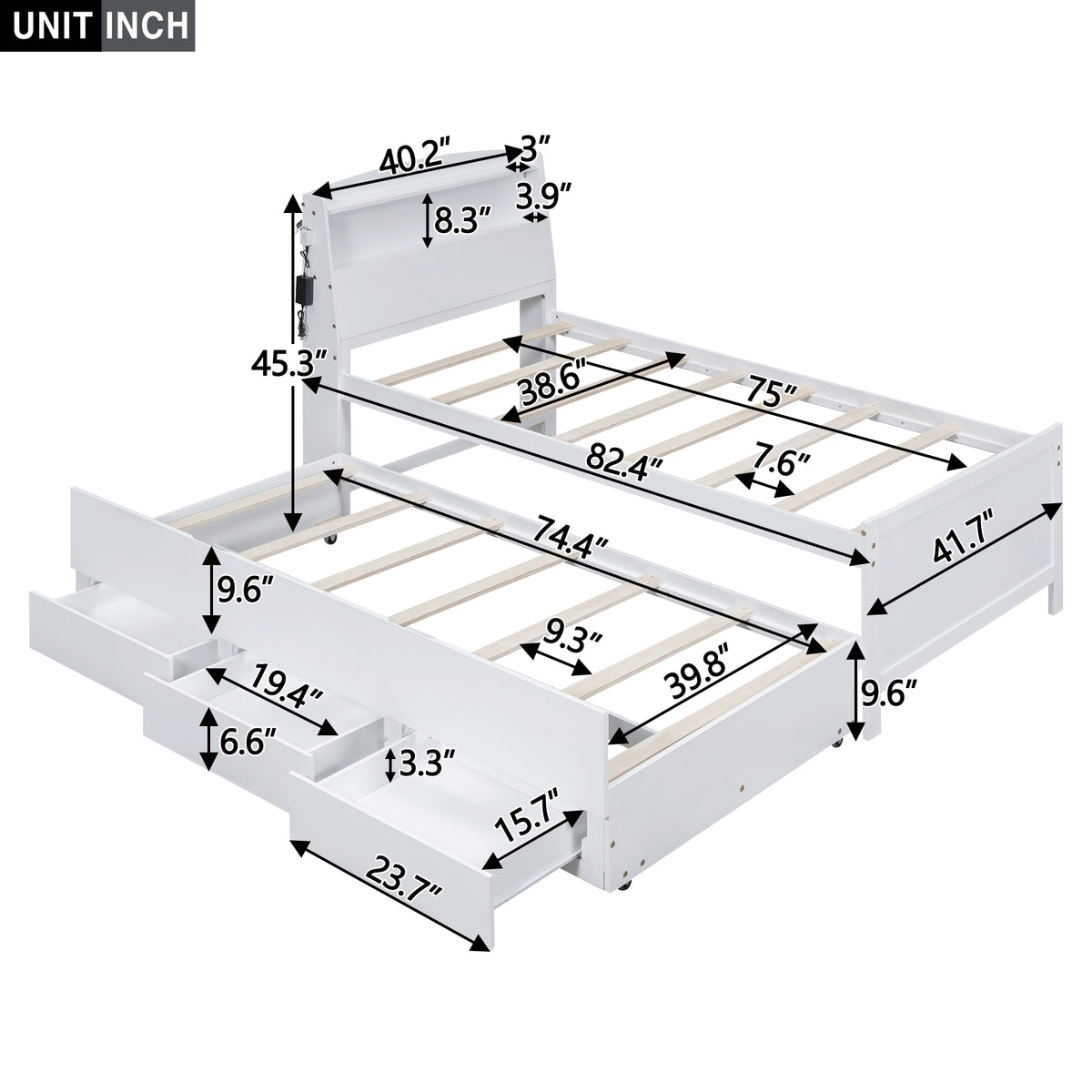 Twin Platform Bed White