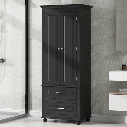 Tall Black Storage Cabinet with Drawers