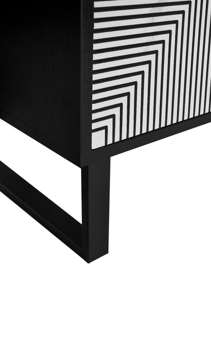 Striped 4-Door Buffet Cabinet