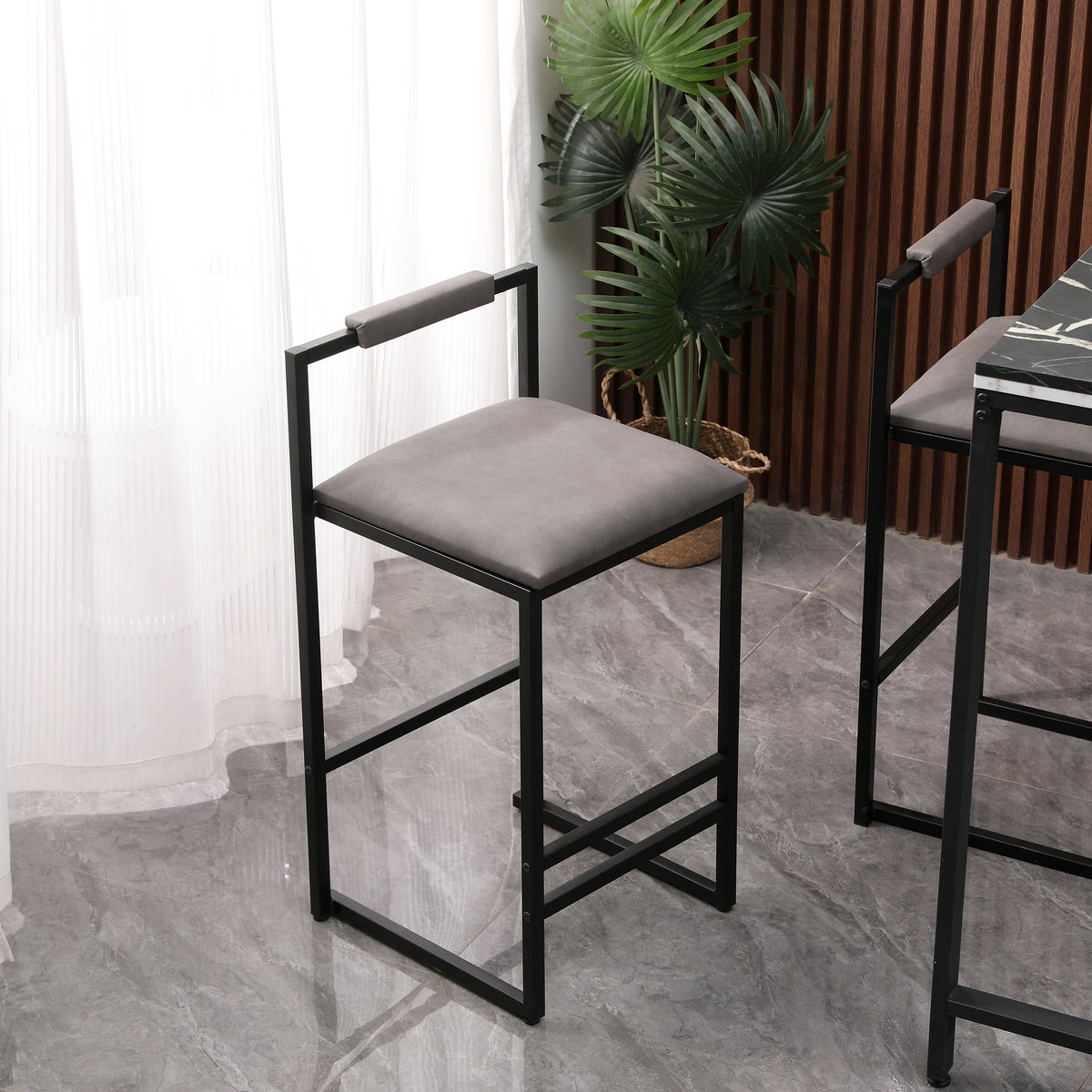 Gray Counter Barstool Set (2 pcs)