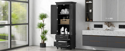 Tall Black Storage Cabinet with Drawers