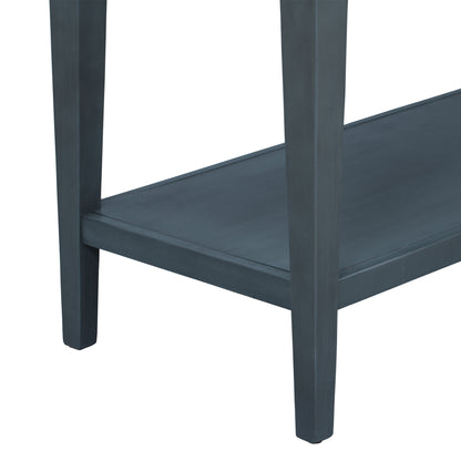 Navy Wood Console Table with Drawers