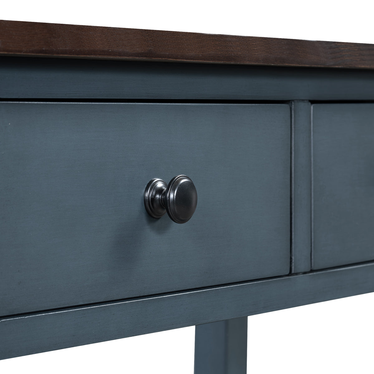 Retro Console Table with Shelves Navy Espresso