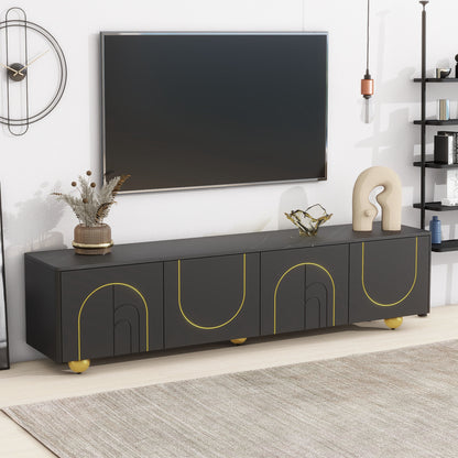 Modern TV Stand with Cabinets Walnut