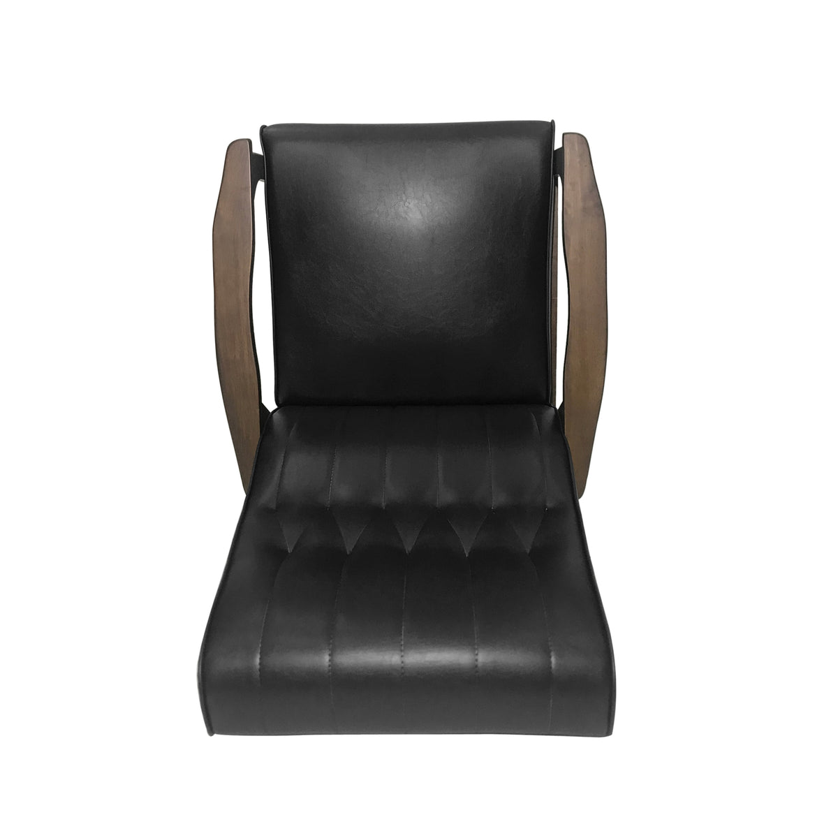 Mid-Century Modern Accent Chair Black Faux Leather