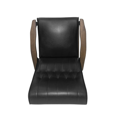 Mid-Century Modern Accent Chair Black Faux Leather