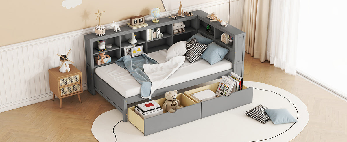 Wooden Twin Daybed Gray