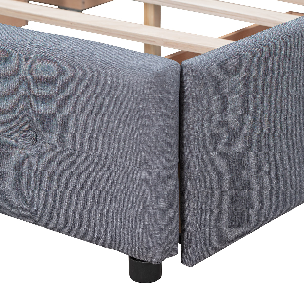 Upholstered Queen Platform Bed with Drawers Gray