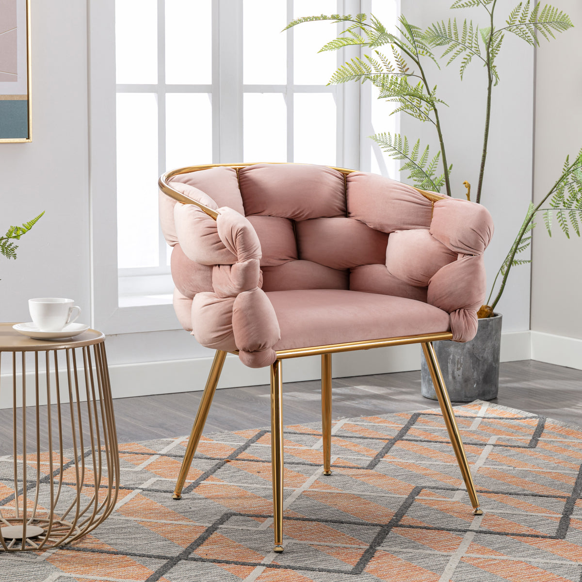 Velvet Leisure Accent Chair Set (2 pcs) – Pink