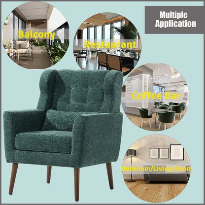 Upholstered Modern Accent Chair Blackish Green