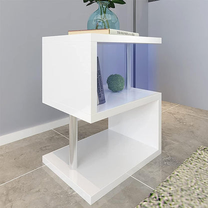 S-Shaped LED Coffee Table – Gloss White