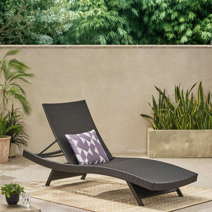 Wicker Chaise Lounge Chair Gray