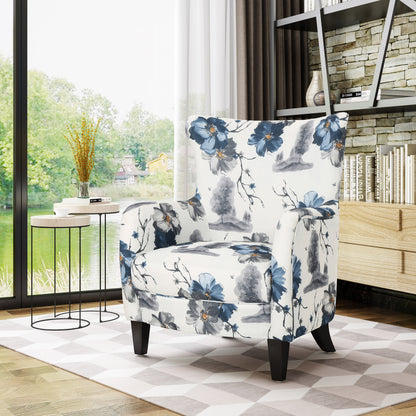 Retro Printed Accent Chair Blue