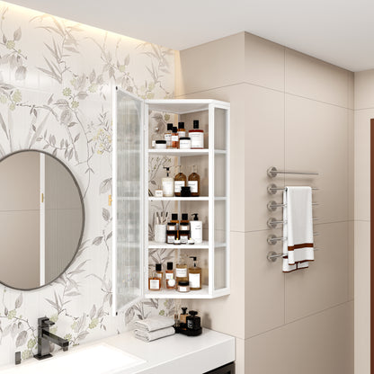 Glass Corner Wall Cabinet – White