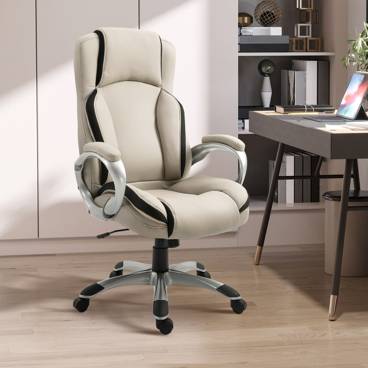 Fisher Ergonomic Executive Office Chair-Beige/Black