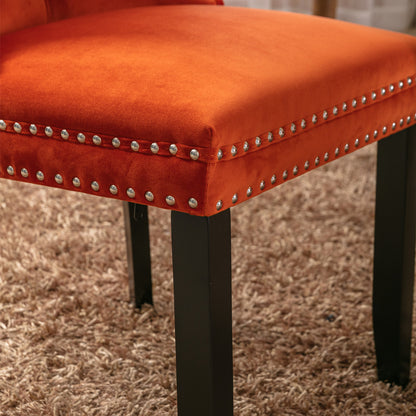 Nikki Tufted Linen Dining Chair Set (2 pcs) – Orange