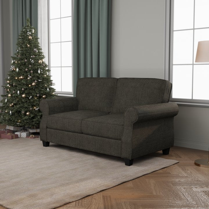 Solid Wood 2-Seater Sofa Gray