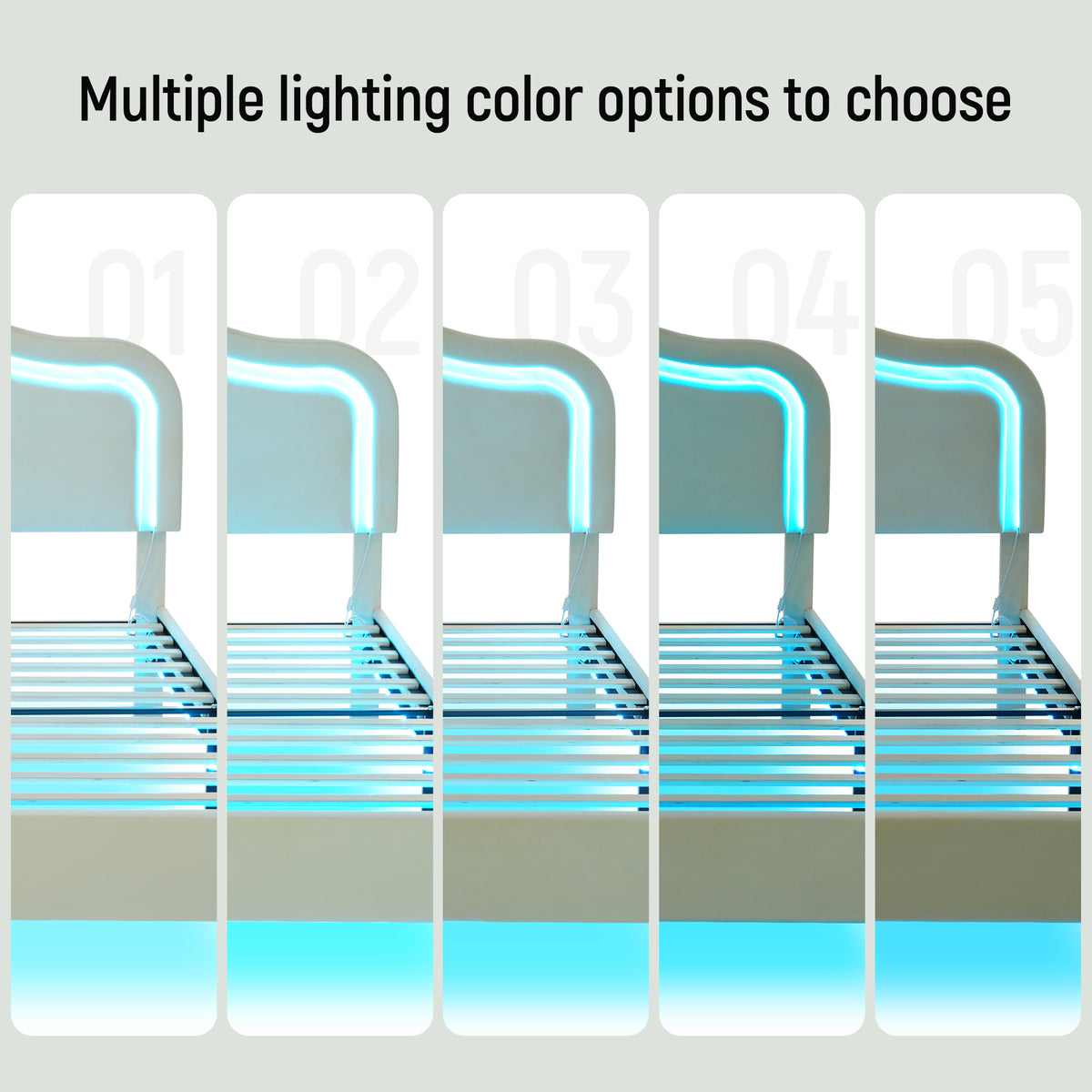 Beige Velvet LED Bed Frame