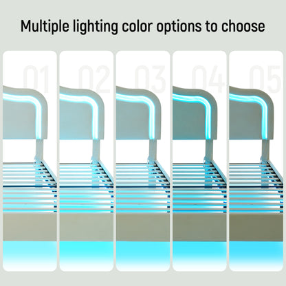 Beige Velvet LED Bed Frame