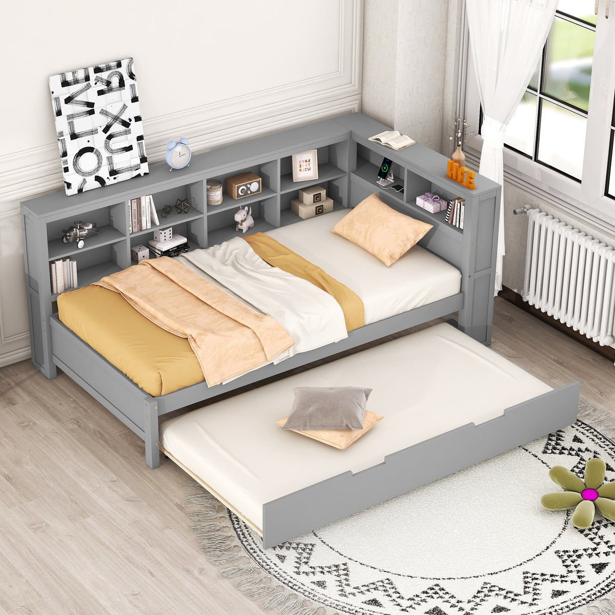 Wooden Twin Daybed Gray