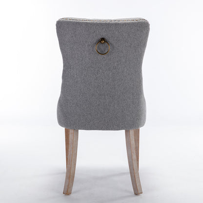 Nikki Tufted Linen Dining Chair Set (2 pcs) – Gray