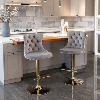 Adjustable Chrome Bar Stools Set of 2 Gray