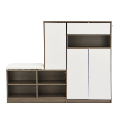 Shoe Cabinet with Soft Cushion Seat and Shelves