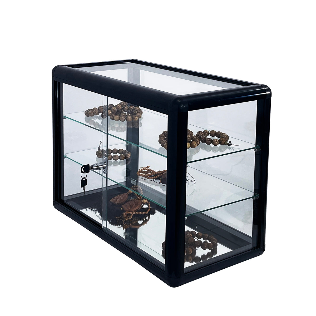 Tempered Glass Display Cabinet with Sliding Doors