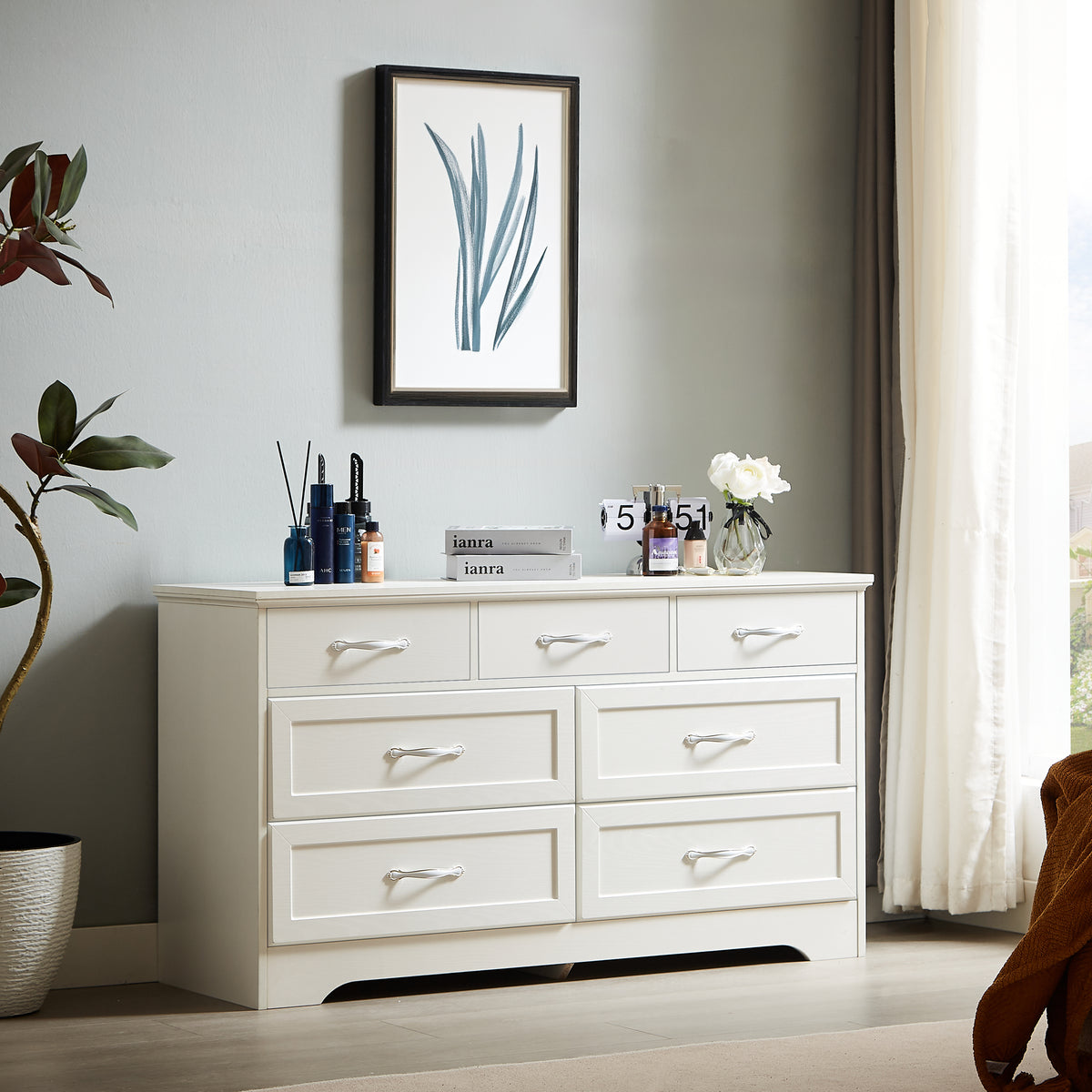 Modern 3-Drawer Dresser with Metal Pulls