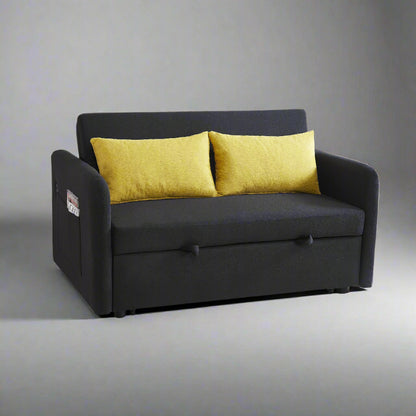 Black Fabric Convertible Sofa Bed – Twin Size Sleeper