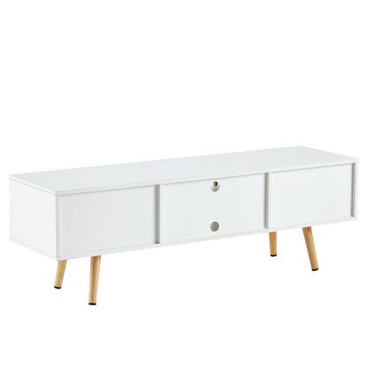 Rattan TV Cabinet with Adjustable Shelves White