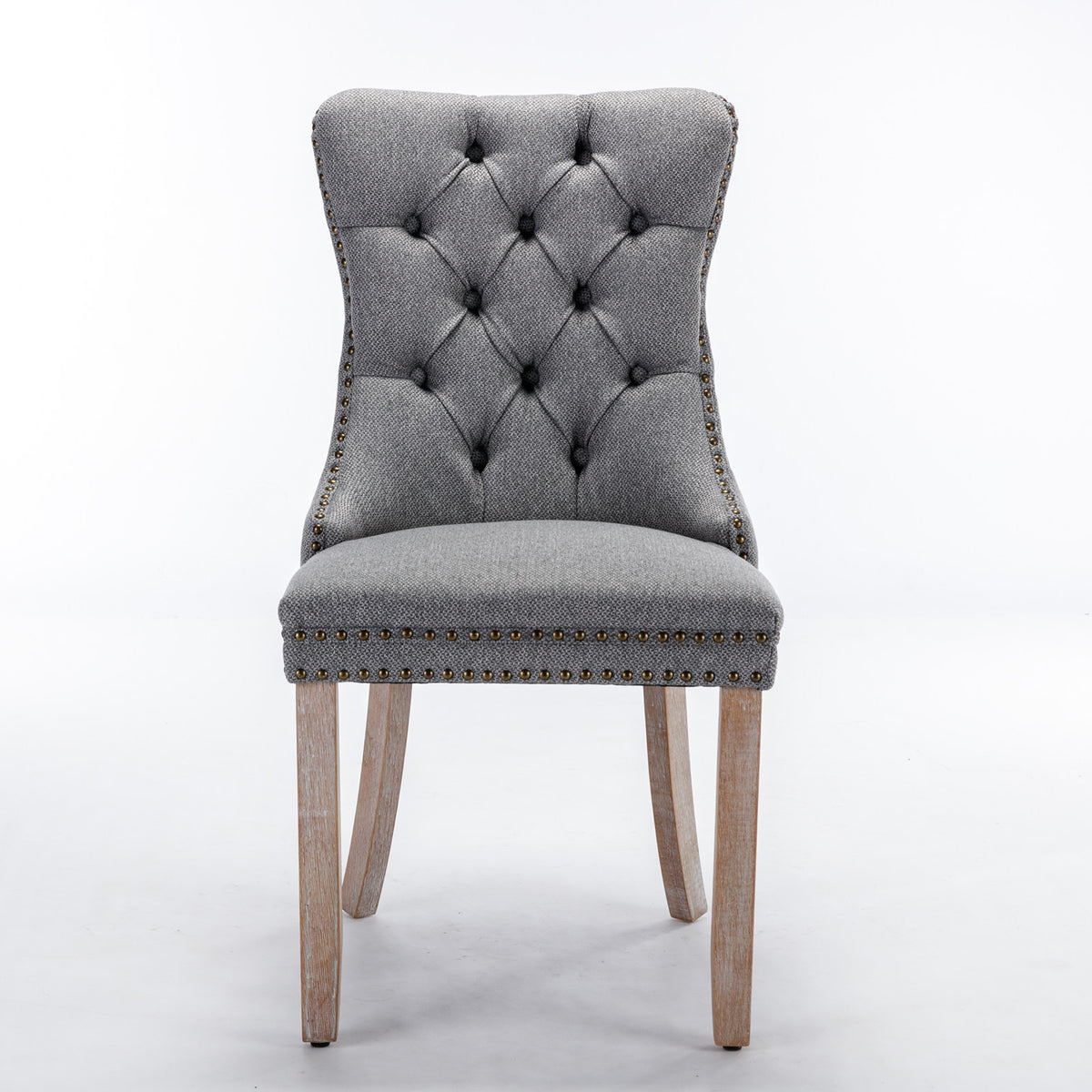 Nikki Tufted Linen Dining Chair Set (2 pcs) – Gray