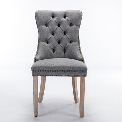 Nikki Tufted Linen Dining Chair Set (2 pcs) – Gray