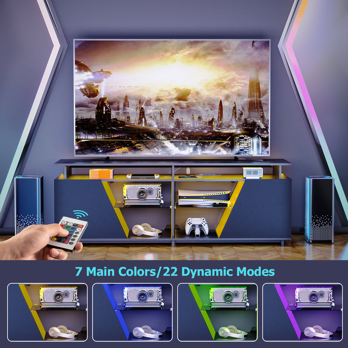 LED Gaming TV Stand with Storage